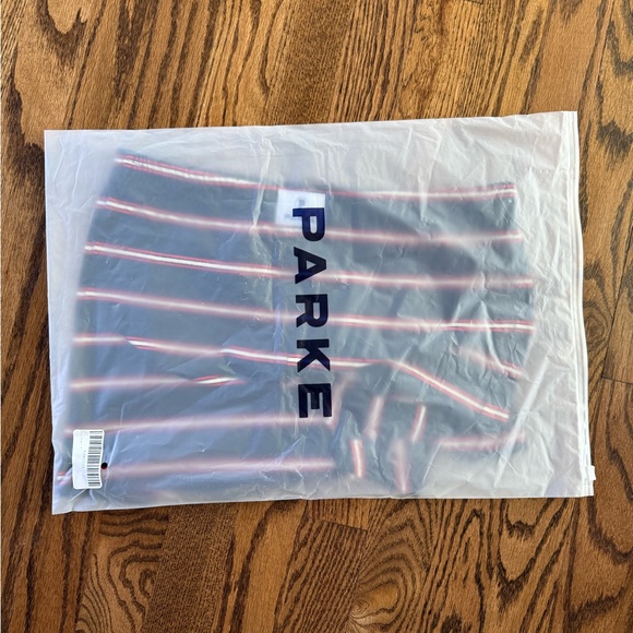 NWT Parke Cotton Mini Short Navy Stripe sz S - Picture 2 of 3